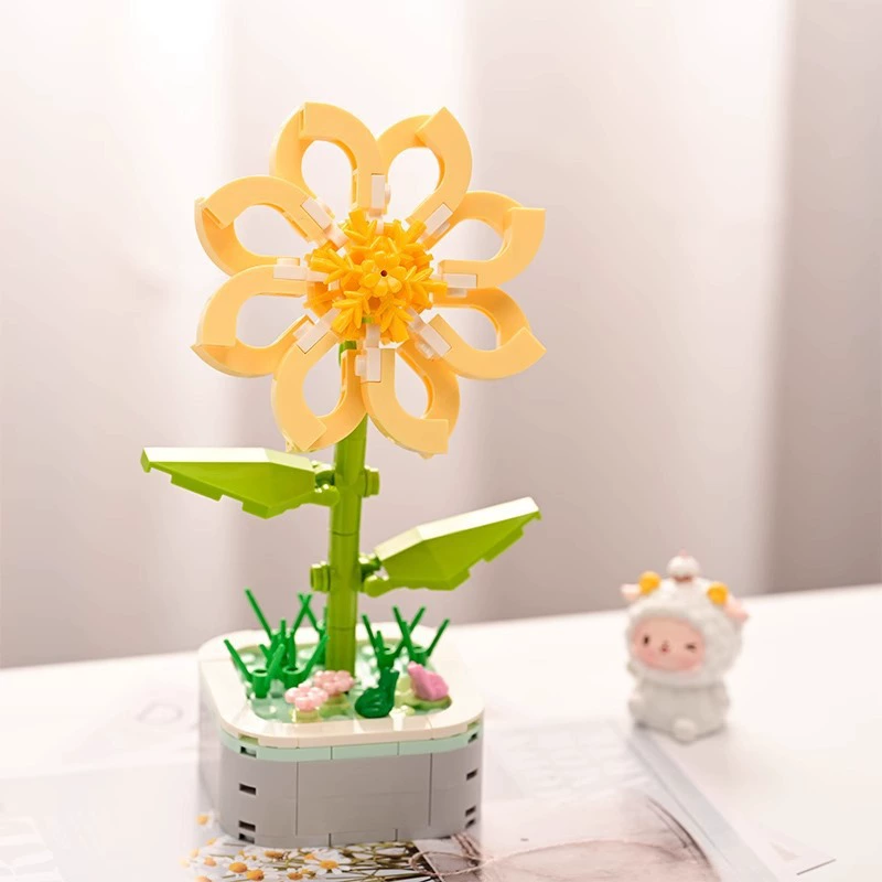 Lego, конструктор, умная игрушка, цветочный рисунок, подсолнечник, подарок на день рождения