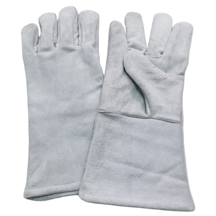14寸灰色牛二层皮全里焊工手套多款式定制外贸供货厂家直销
