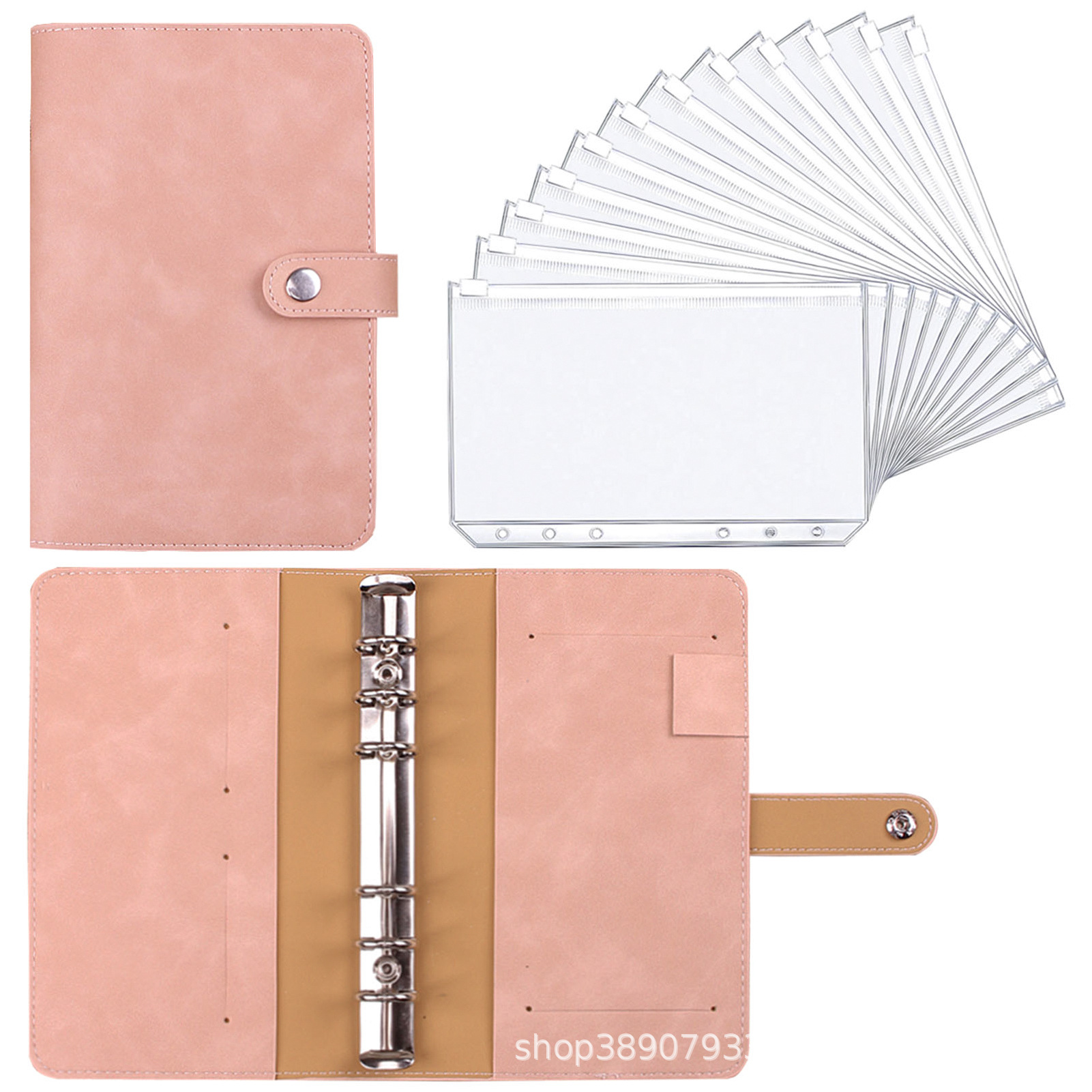 Special Macaron Handbook Cash Budget Envelope Set A6 PULeather Case12-piece Set Binder