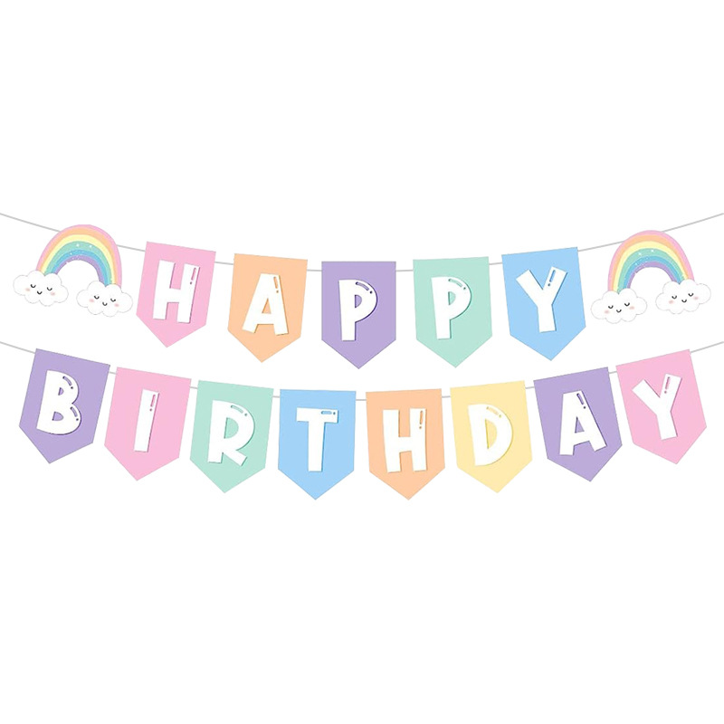 Amazon macaron Rainbow Tema de cumpleaños de los niños Placa de papel desechable taza de papel suministros de fiesta traje