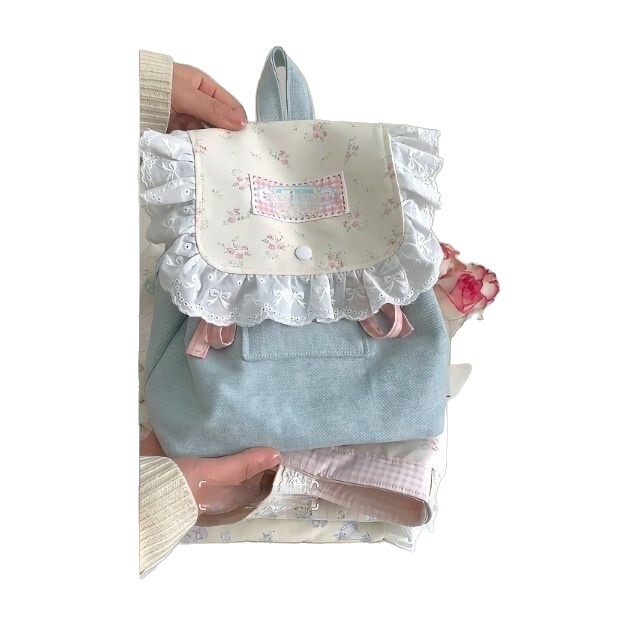 多用途ショルダー花柄キャンバス 2025 新しいスクールバッグ新しいバックパック新鮮でかわいい女の子通勤バックパック女性|undefined
