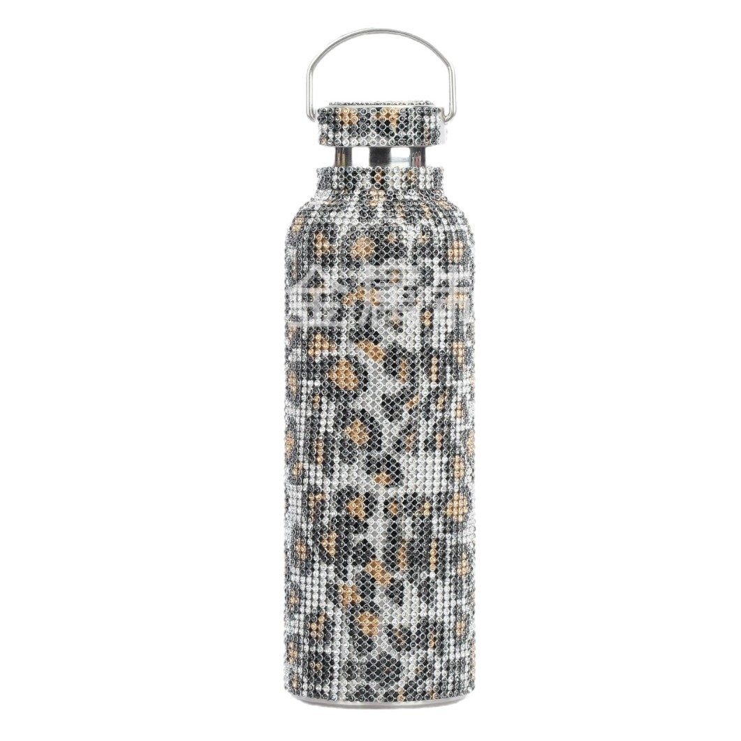 Taza de vacío de acero inoxidable 304 de diamante transfronterizo con cadena trasera Copa de agua de diamante Taobao TikTok regalo en vivo moda