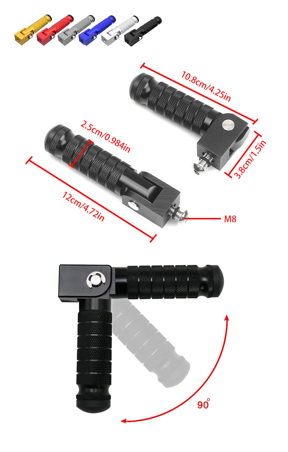 Universal folding footrests with M8 screws, 8-piece set, for electric scooters and electric bikes – a comprehensive collection of electric bike accessories