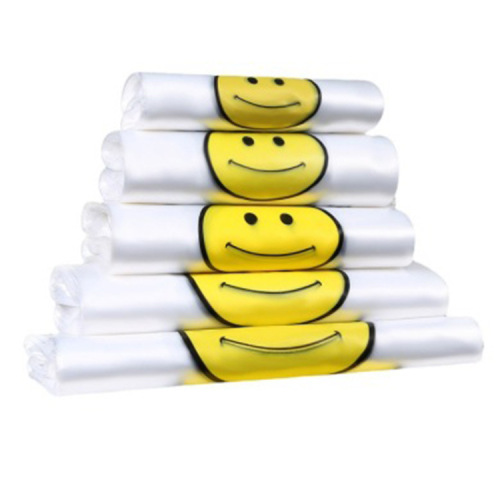 Smiley face plastic bag, food bag, convenience bag, supermarket takeout packaged shopping bag, vest bag, small size 20, manufacturer wholesale