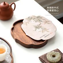 胡桃木壶承嵌吸水布家用干泡台高档茶壶托盘隔热垫茶道配件养壶盘