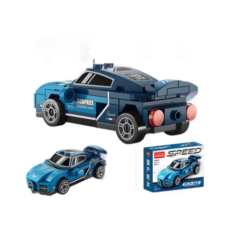 Lele Brothers 9140 Four-grid Huili sports car Children's puzzle building blocks Assembled Toys Car Racing Model Men