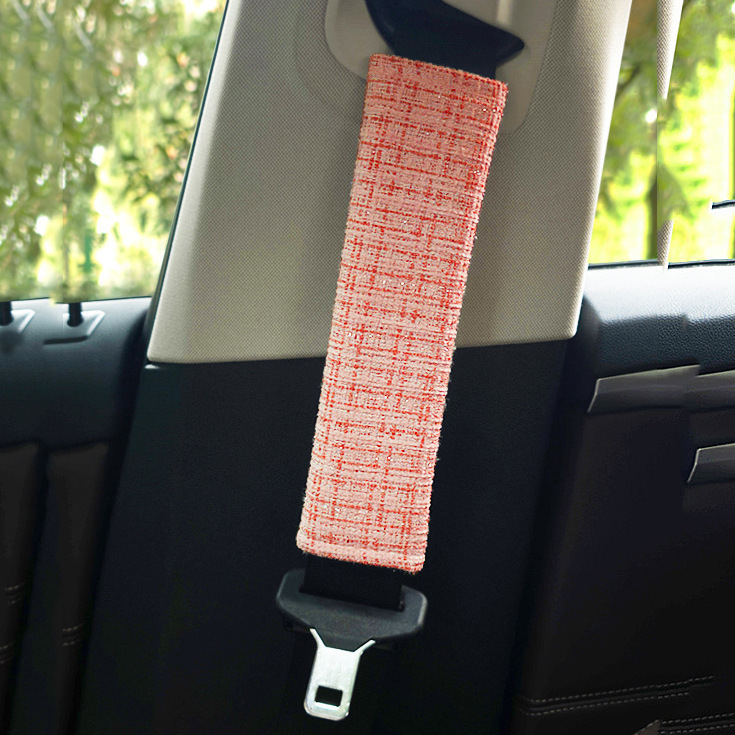Protector de Hombro para Cinturón de Seguridad Algodón y Lino Anti-estrangulamiento Decorativo para Coche