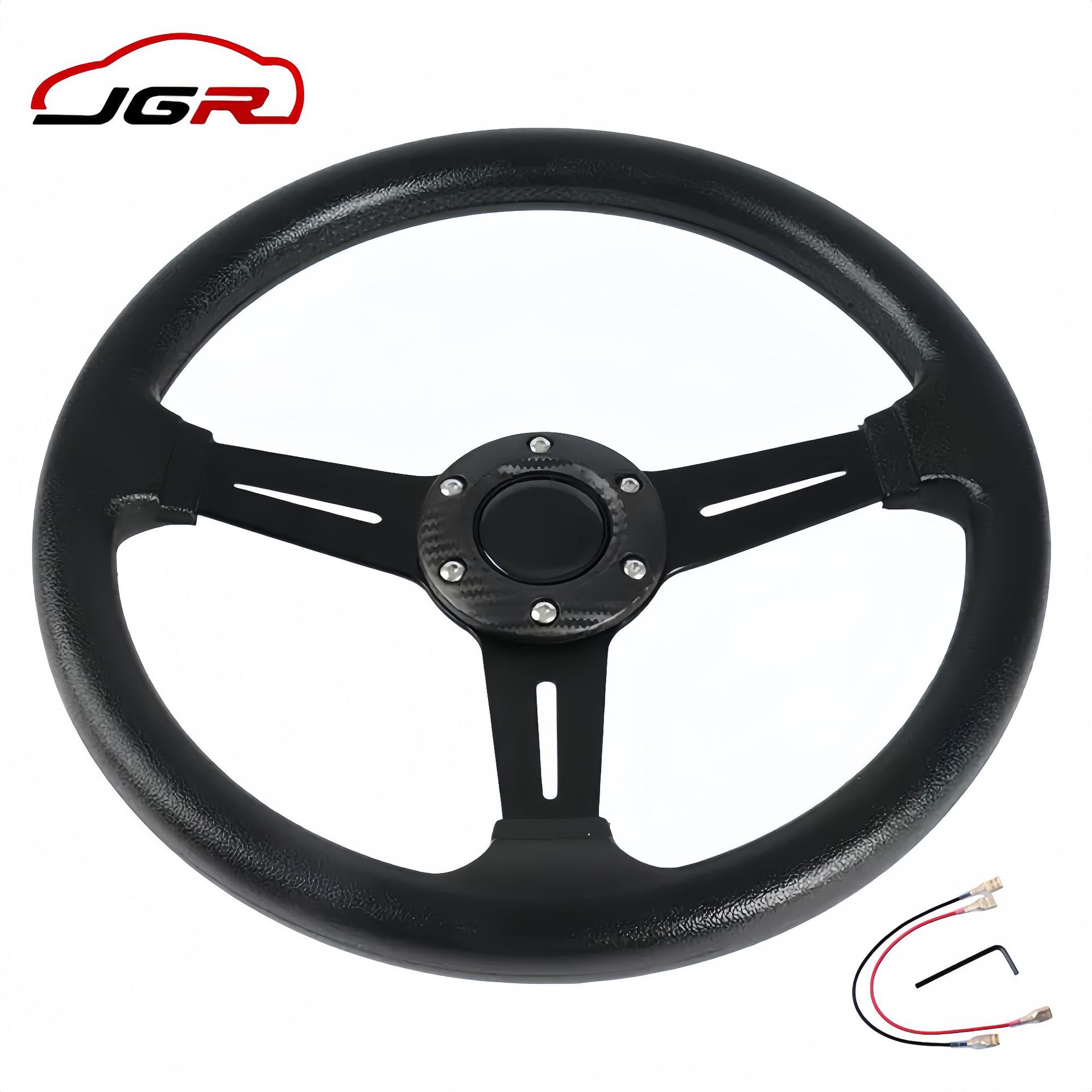 Car Modified Steering Wheel PU Racing Steering Wheel 14inch Personalized Carbon Pattern Patch 345mm Cross-Border