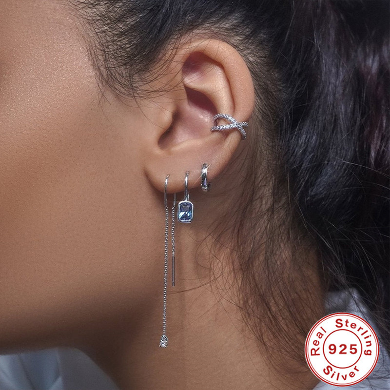 Fashion Geometric Sterling Silver Asymmetrical Artificial Pearls Rhinestones Drop Earrings 1 Pair