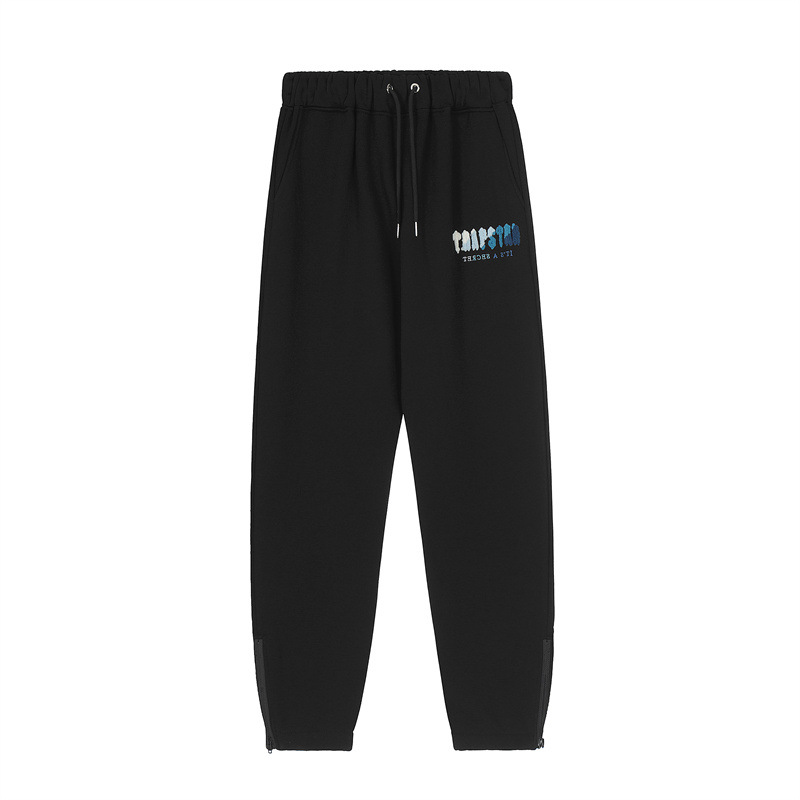 Marca de moda europea y americana Trapstar blanco y azul degradado color toalla bordado fleece-forrado hombres y mujeres pareja de alta calle traje de ocio