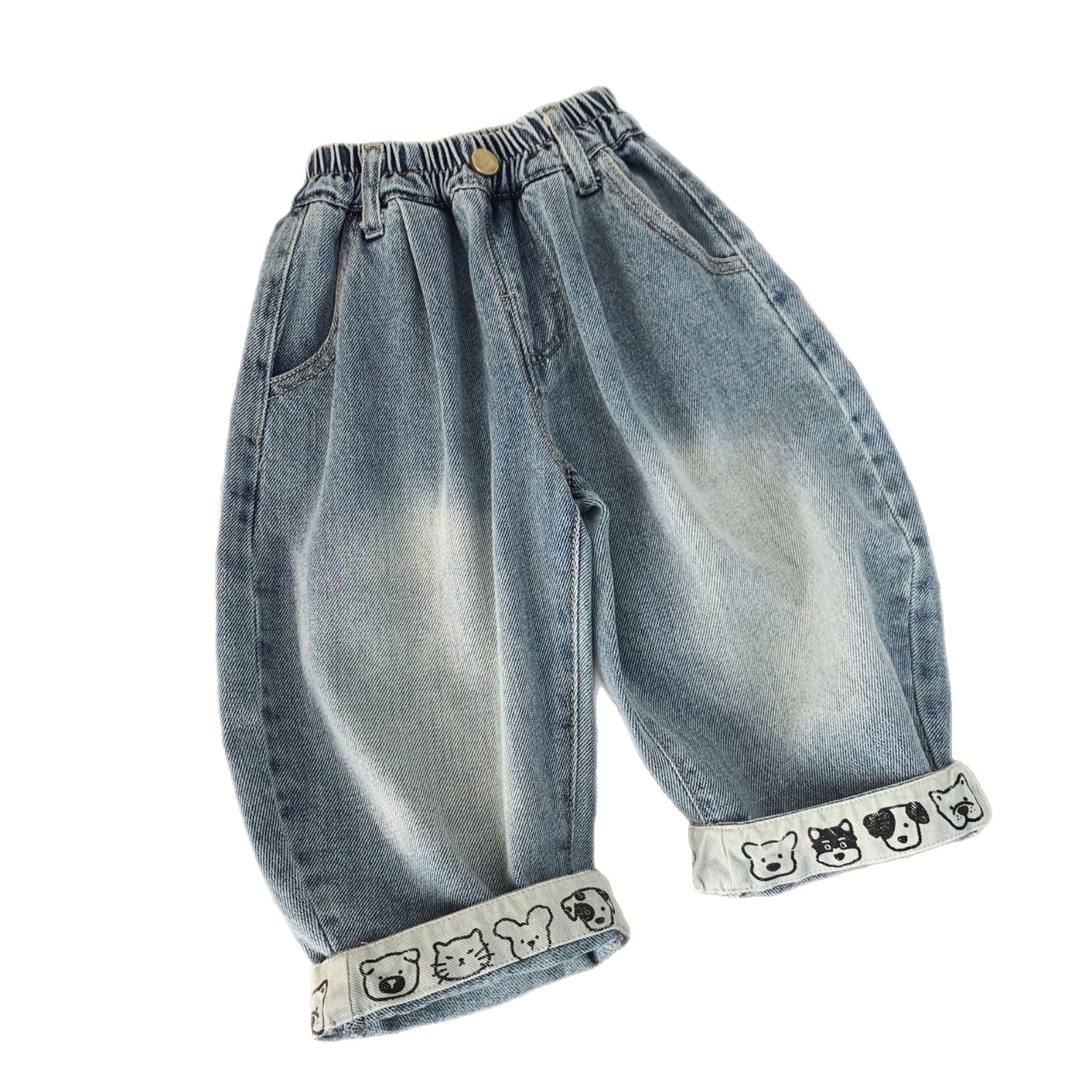 Nuevos pantalones jeans infantiles de dibujos animados coreanos sueltos pantalones casuales de niños primavera y otoño ropa de chicas pantalones largos de bebé image 5