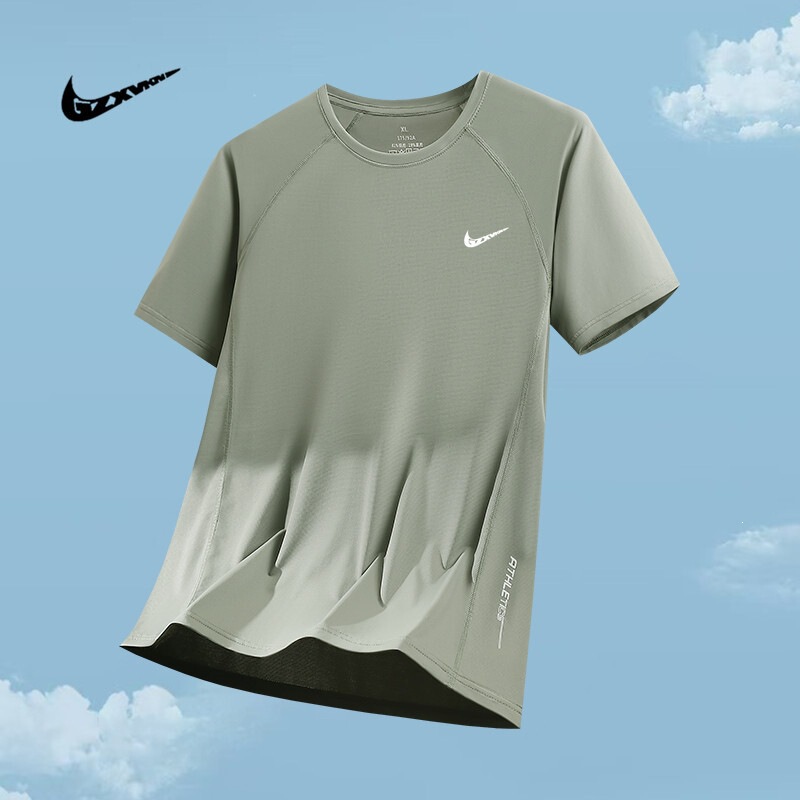 Ice silk short-sleeve T-shirt for men, summer loose casual sports quick-dry men's clothing, stretch nylon breathable men's T-shirt Ice silk short-sleeve T-shirt for men, summer loose casual sports quick-dry men's clothing, stretch nylon breathable men's T-shirt