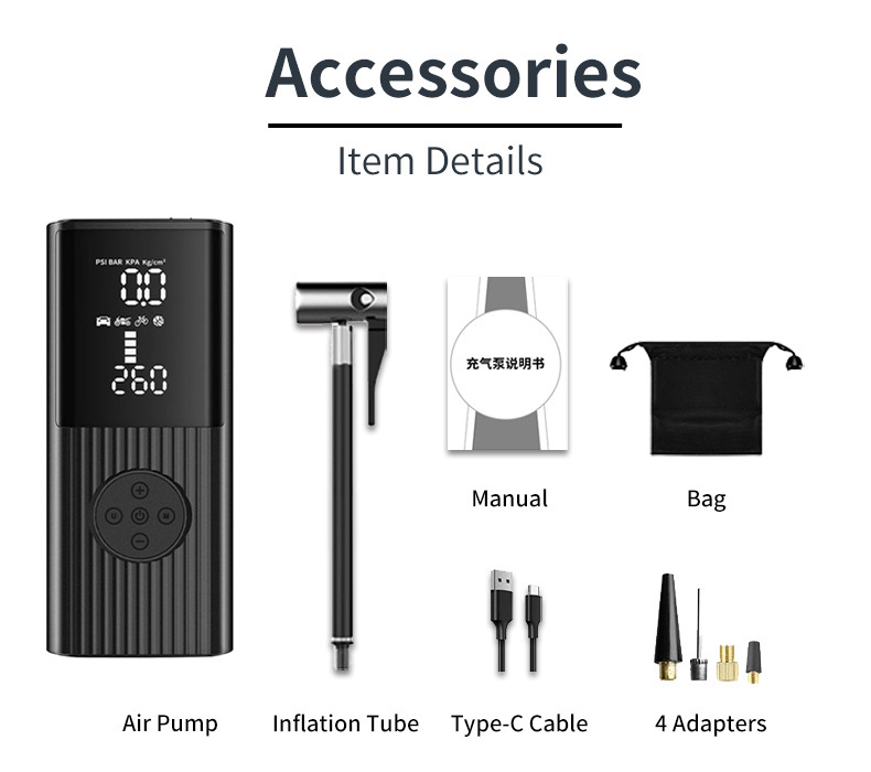 Cross-Border Car Air Pump Fast Charging Car Tire Air Pump Mountain Bike Inflatable Bed Swimming Ring Electric Air Pump