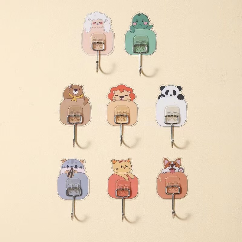 Creative Cartoon Hook Cute Adhesive Hook Strong Traceless Non-Punch Animal Pattern Acrylic Hook Door Rear Wall Creative Cartoon Hook Cute Adhesive Hook Strong Traceless Non-Punch Animal Pattern Acrylic Hook Door Rear Wall