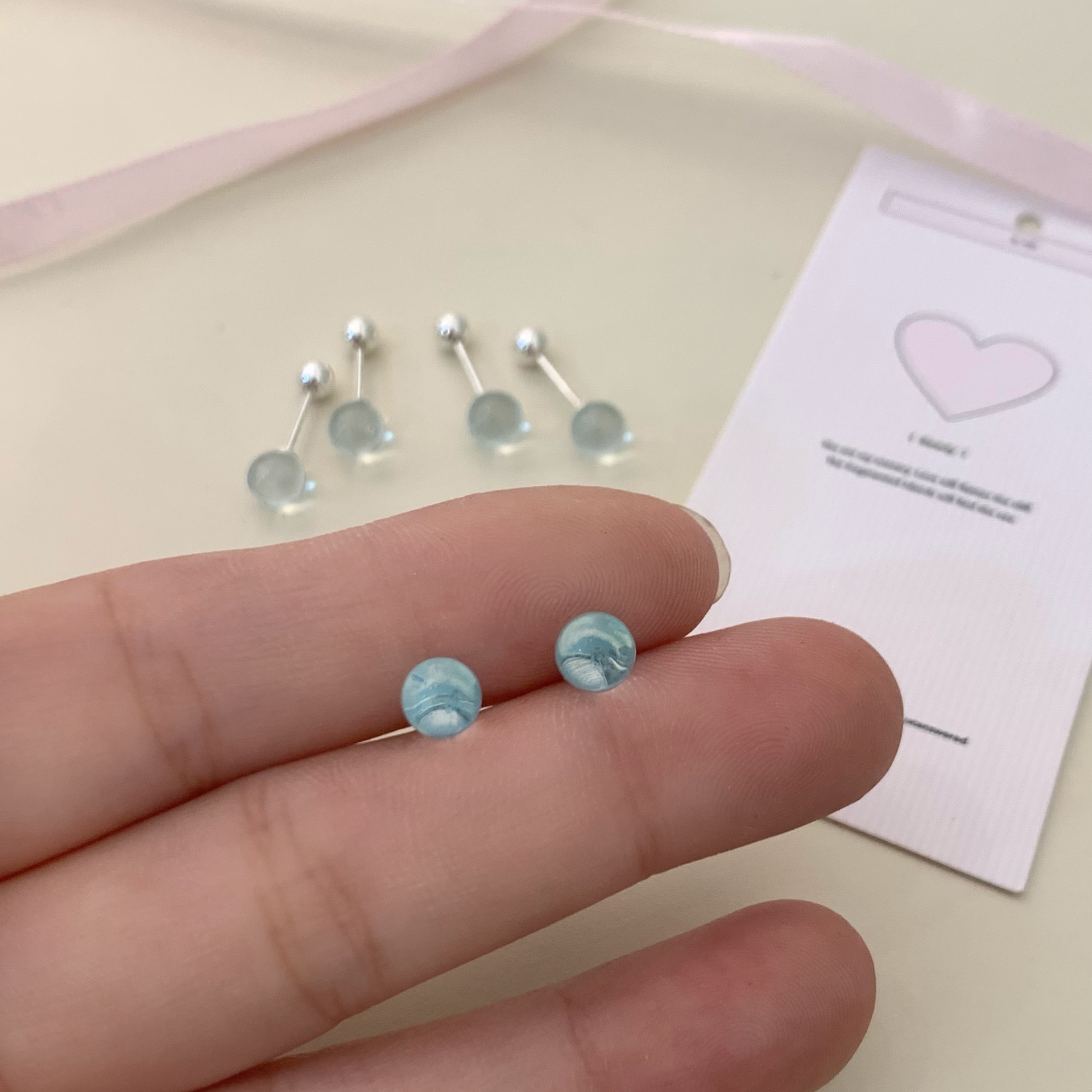 Sr1171 blue sea salt thread bubble pair