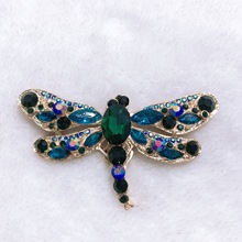 欧美系列水晶蜻蜓胸针 复古合金昆虫动物胸花时尚镶钻扣