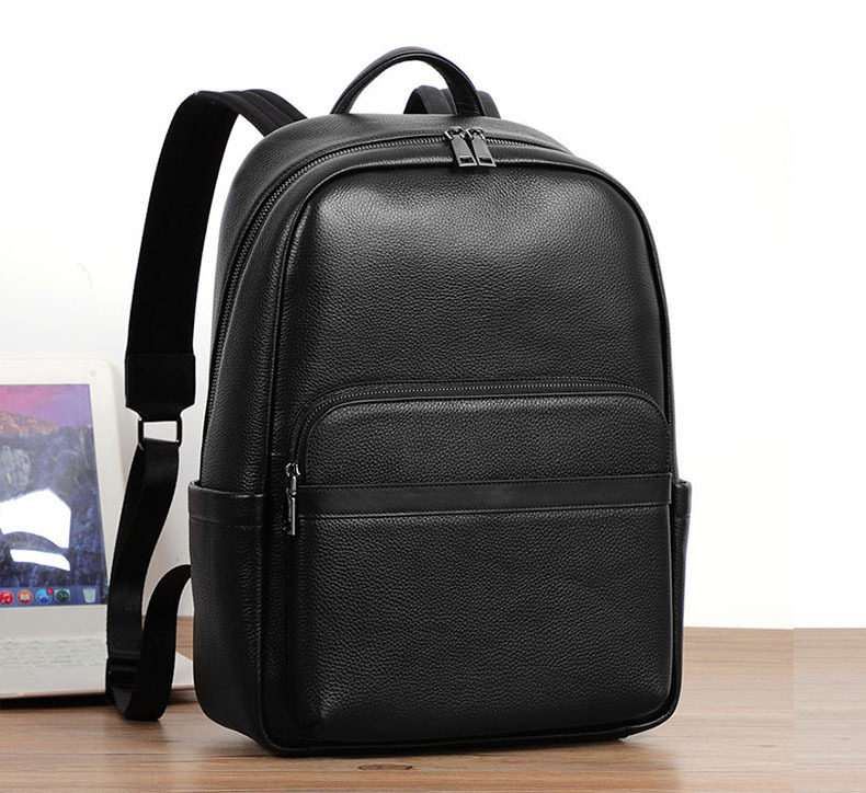Ba lô nam da bò lớp đầu sức chứa lớn, túi du lịch kiêm túi đựng laptop 16 inch — Màu đen chi tiết 17