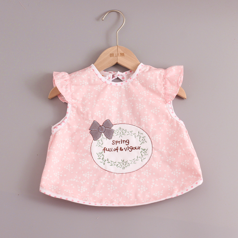 Thin Spring and Autumn Waterproof Sleeveless Girls' Baby Cover-up Pure Cotton Princess Apron Eating Dress Four Seasons Children Bib Bib