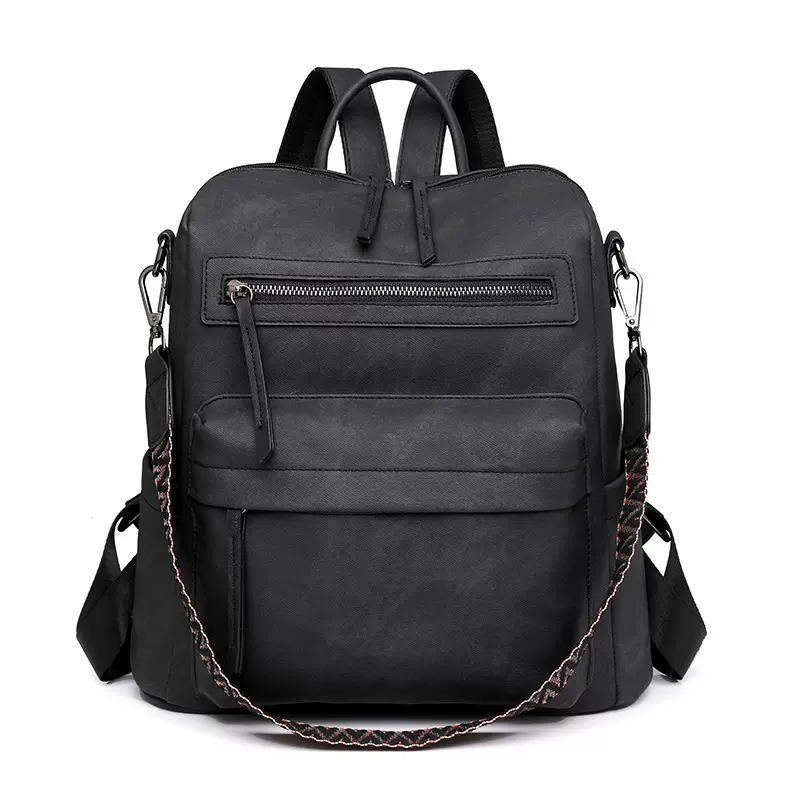 跨境backpack bags双肩包女PU软皮百搭大容量两用单肩包妈咪背包