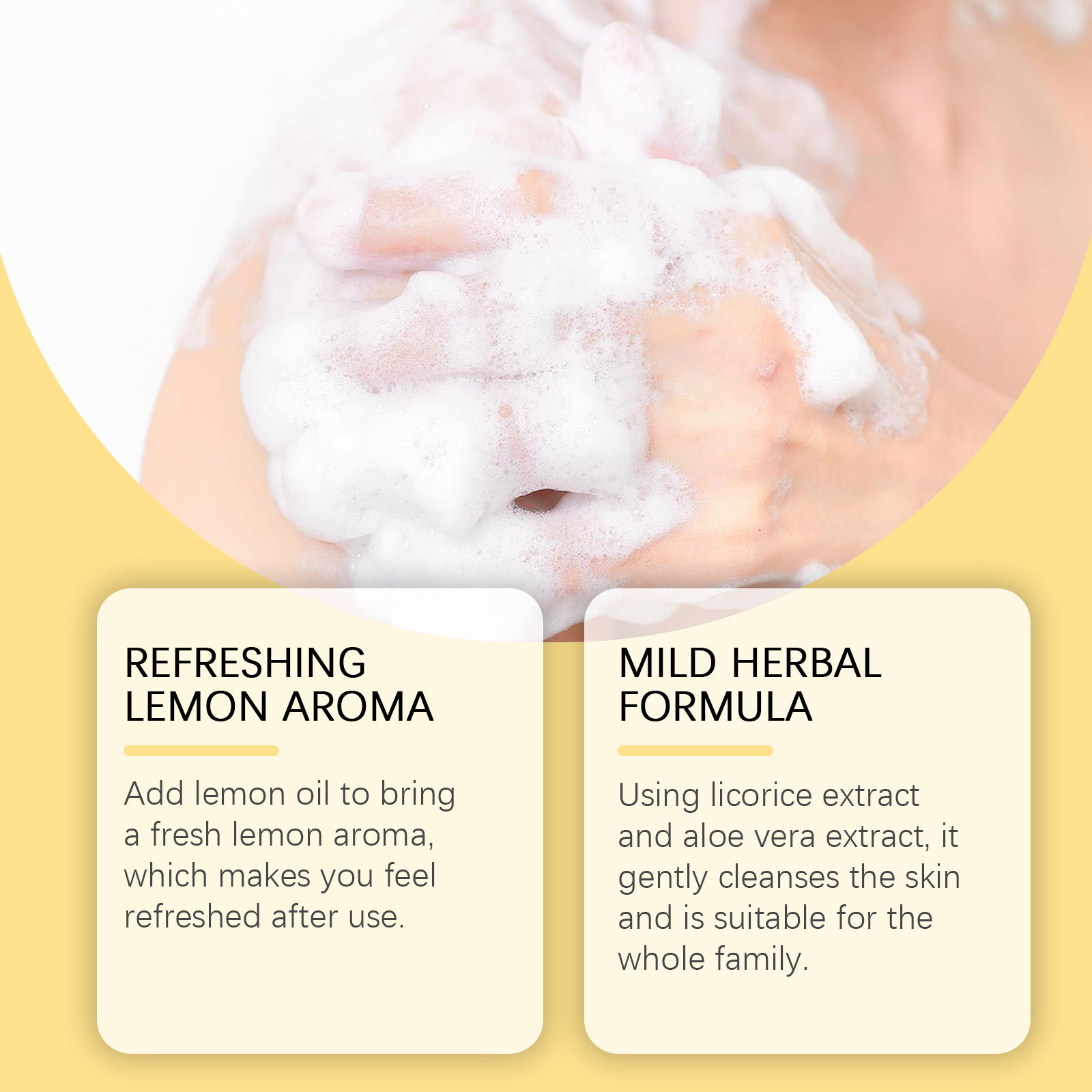 Biljni sapun za kupanje s limunom, nježno čisti i zaglađuje kožu tijela Osvježavajući sapun za kupanje za čišćenje_voghion.com