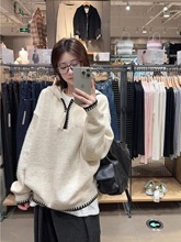 复古连帽毛衣外套2025新款秋装撞色慵懒风设计感长袖针织上衣女潮