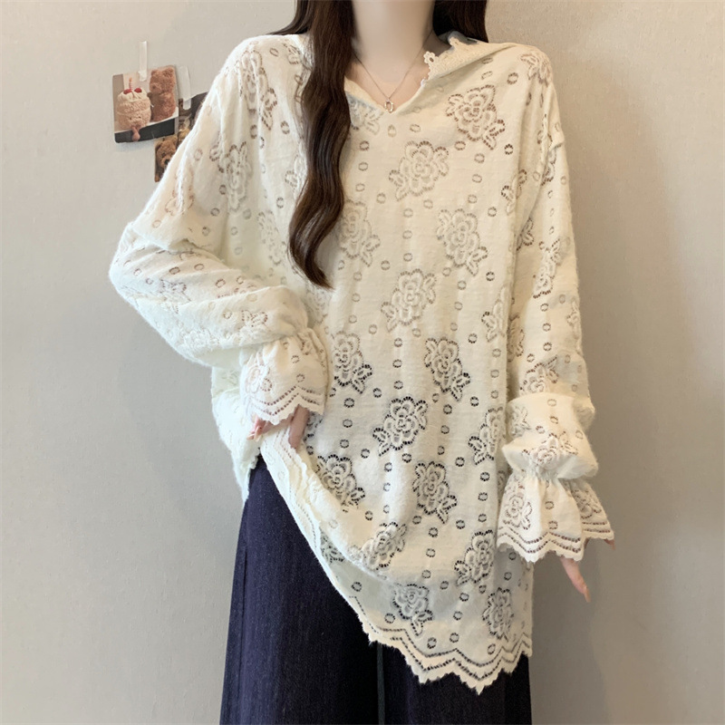 实拍秋冬季新款连帽蕾丝套头宽松胖卫衣恤女大码显瘦上衣|undefined