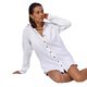 2025 cross-border Amazon AliExpress explosions white crepe cotton long sleeve slit shirt