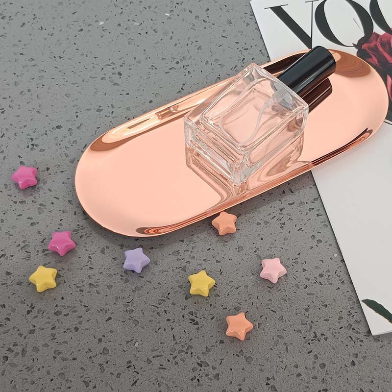 Bandeja de metal Sala de estar Disco ovalado Mesa de almacenamiento de joyas Bandeja de almacenamiento Plato de acero inoxidable Herramienta de vela