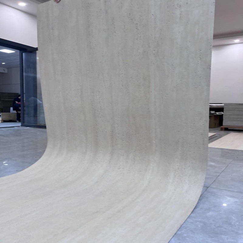 Tablero de travertino 3D suave porcelana suave piedra flexible ultrafina revestimiento de pared exterior de piedra blanda imitación azulejos de cuero de travertino romano