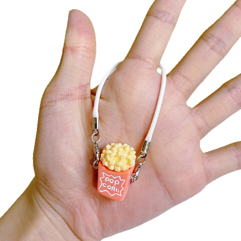 ドールハウス ミニポップコーン キーホルダー バッグ 携帯電話装飾ペンダント かわいい装身具ペンダント|undefined