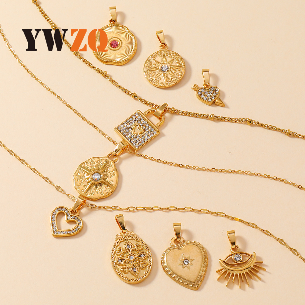 Colgante de acero inoxidable de estilo europeo y americano, collar de brazalete, accesorios de amor creativo, colgante de diamantes DIY