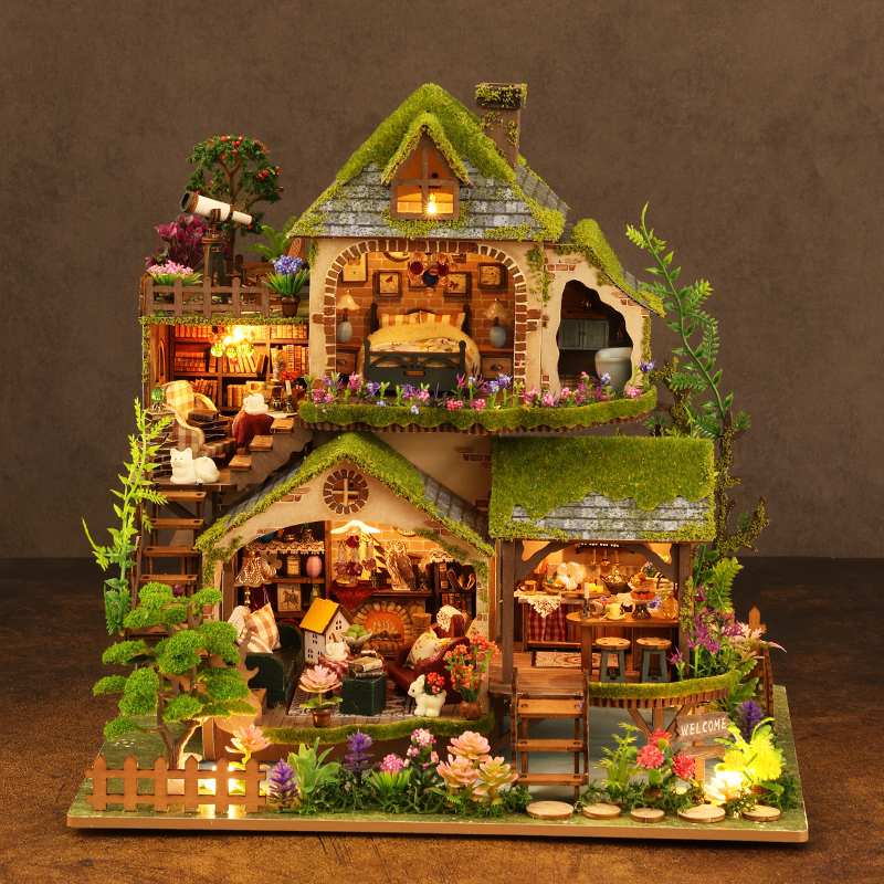 Qiaoyun DIY Cabin Forest Adventure Cross-Border E-Commerce Assembly Toy Model Handmade DIY Wooden Small House Puzzle