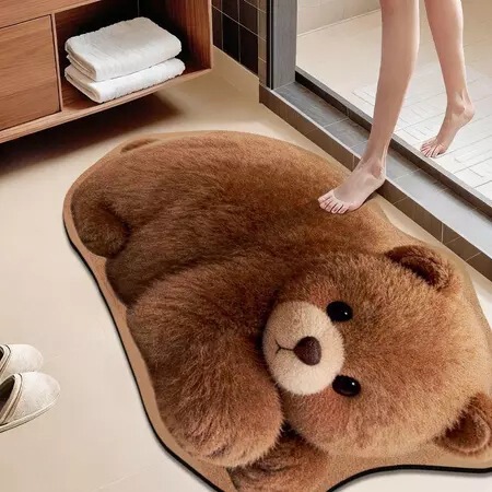 Cute Animal-Themed Diatomaceous Earth Bathroom Mats, Indoor Dirt-Resistant, Wear-Resistant, Easy to Maintain, Shoe-Changing Door Mats, Bathroom Non-Slip Mats