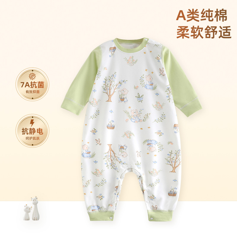 Pijama infantil de primavera y otoño de algodón puro bolso de dormir de piernas para niños y niñas ropa para el hogar cuatro estaciones antipatadas ropa de escalada