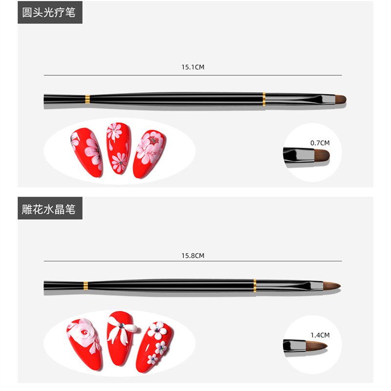 Cross-border especial 3 unids pluma de uñas de oro negro con tapa pluma de dibujo pluma de fototerapia pluma de cristal pluma de uñas traje de pluma de pintura