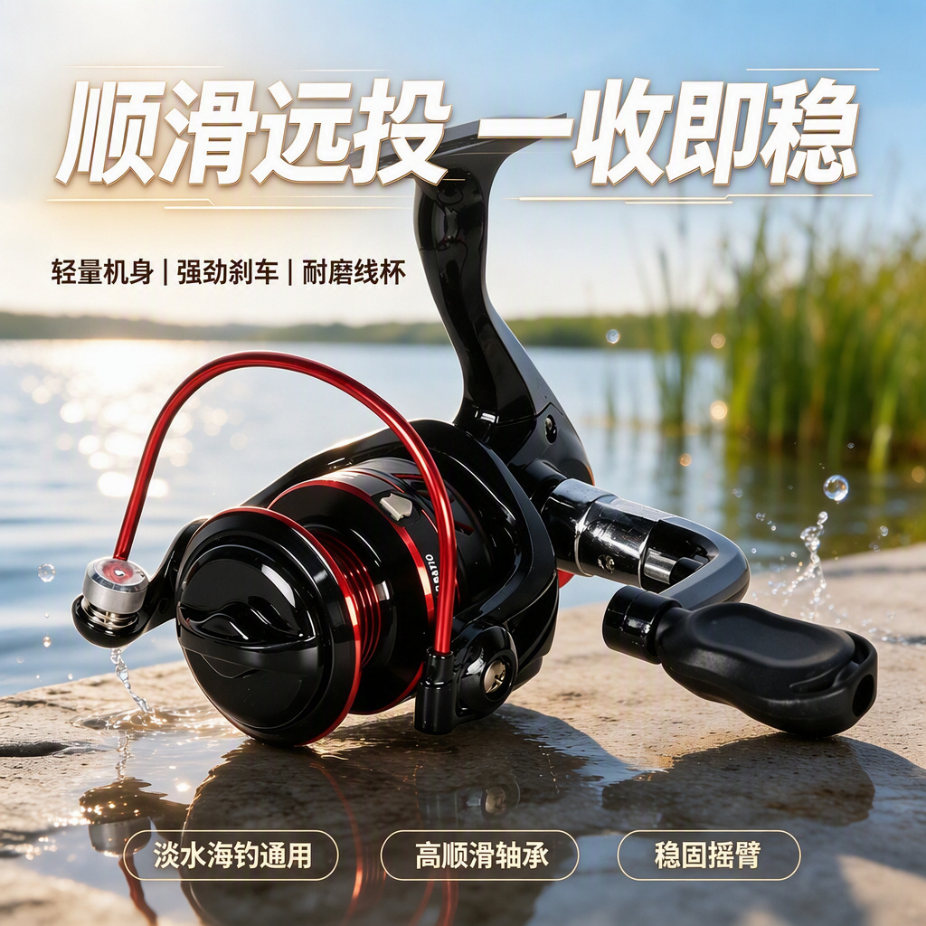跨境金属浅线杯斜口纺车轮轻量化矶钓鱼轮路亚微物旋入金属纺车轮