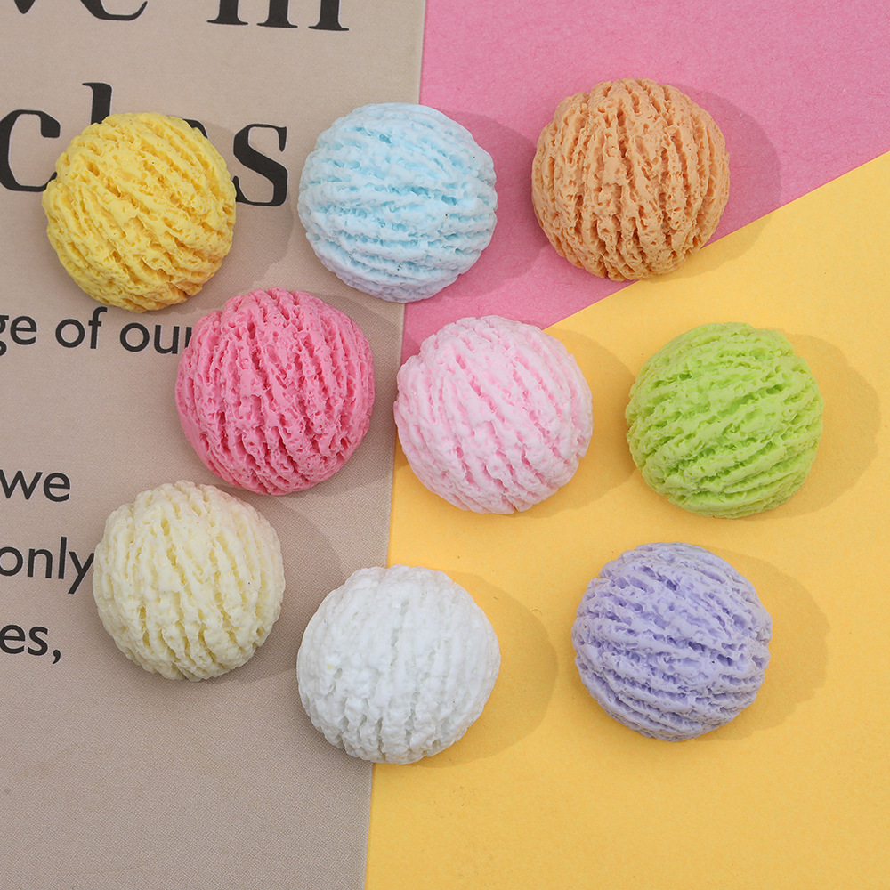 Macaron color helado bola resina accesorios DIY accesorios para el cabello teléfono móvil Shell simulación postre bola al por mayor