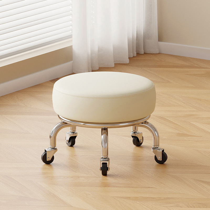 Polia doméstica taburete bajo rueda universal pequeño taburete silencioso rotativo taburete redondo móvil con artefacto moderno y simple