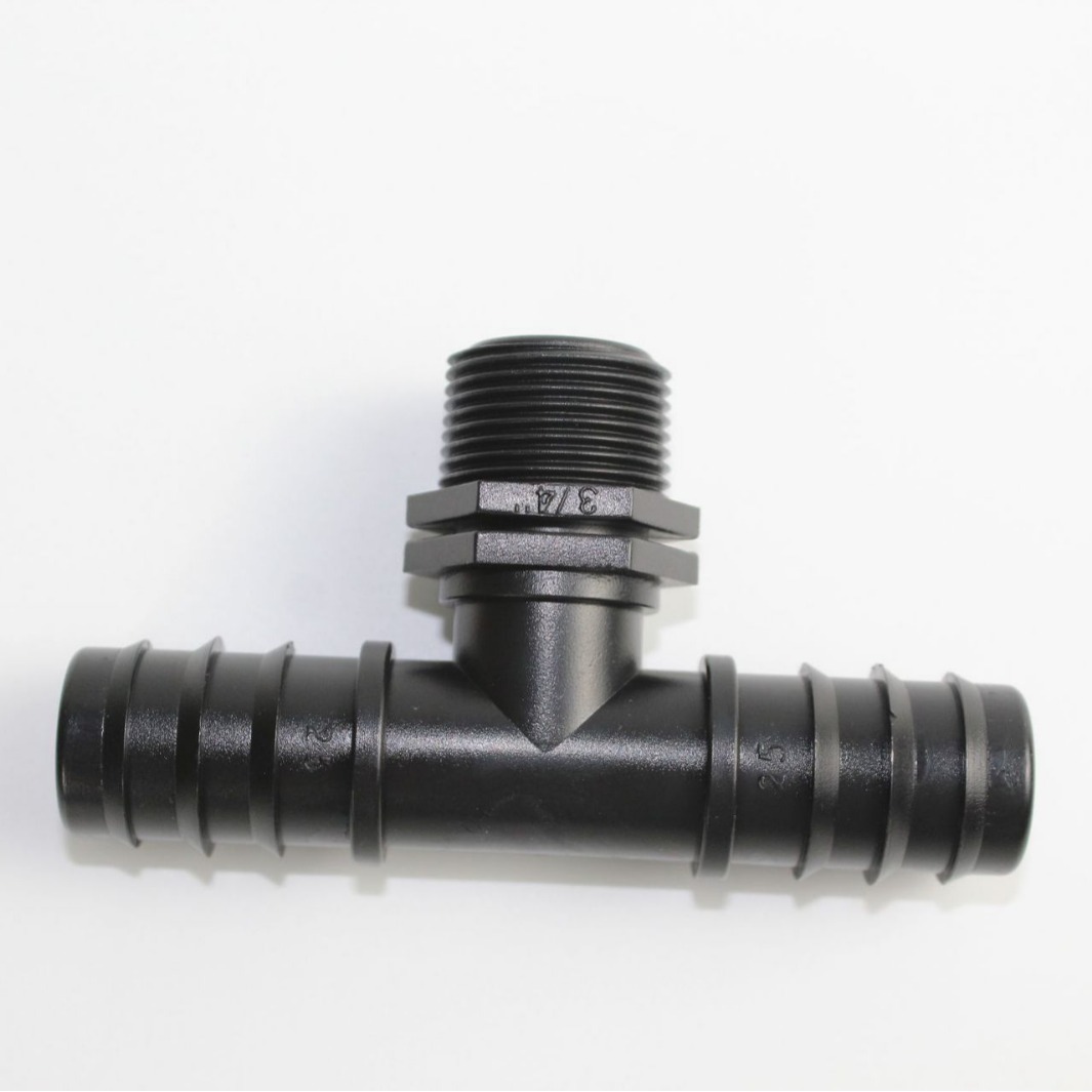 Conector T para Tubo PE de 25 PE 6 Dientes Exteriores en Polipropileno de Fácil Conexión para Riego