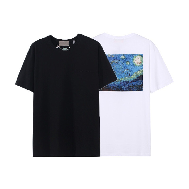 Van Gogh's Starry Night Oil Painting Print Short Sleeve FOG Back Art Famous Painting Cross-Border Trendy Brand Couple's Heavy Cotton T-Shirt Van Gogh's Starry Night Oil Painting Print Short Sleeve FOG Back Art Famous Painting Cross-Border Trendy Brand Couple's Heavy Cotton T-Shirt