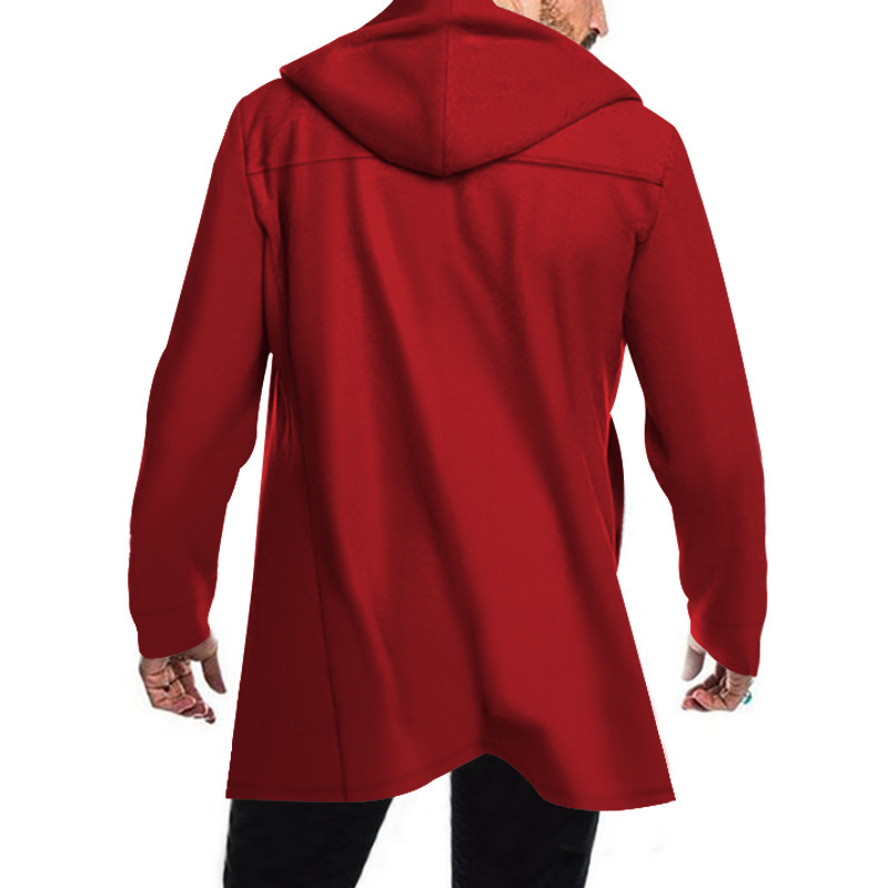 2024 New Men's Mid length Slim Fit Windbreaker Hooded Casual Solid Coat_voghion.com