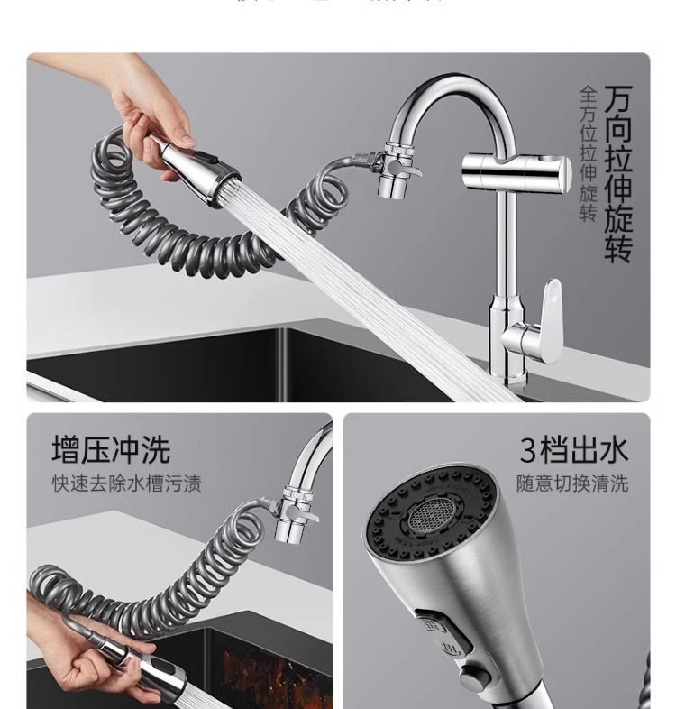 Kitchen faucet washbasin extension device, external shower head, telescopic and pull-out anti-splash water universal Specification drawing