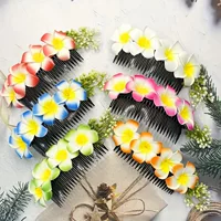 6 упаковок красочных расчесок для волос с франжипани, аксессуары для волос в стиле Dai, расческа с искусственными цветами для отдыха на море и пляже