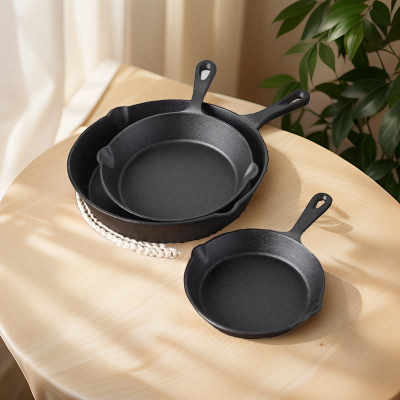 铸铁锅小煎锅平底老式家用煎蛋锅大铁锅电磁炉具套装家常煎饼