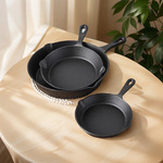 铸铁锅小煎锅平底老式家用煎蛋锅大铁锅电磁炉具套装家常煎饼
