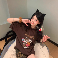 日本製夏スウェットシャツ KT ハローキティ プリント 半袖 Tシャツ トップス 純綿 半袖 Tシャツ レディース キティ トレンド