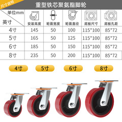 MI Xiang Heavy Duty Iron Core PU Polyurethane Silent Wear-Resistant Plate Cart Wheels Industrial Swivel Casters Wheels