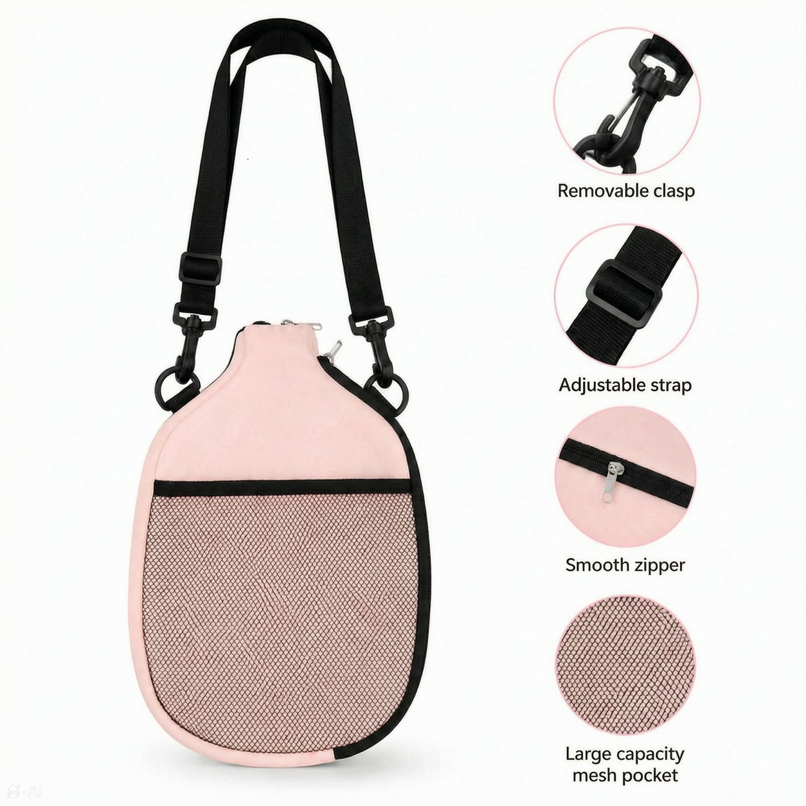 【Customized】Pickleball racket bag outdoor sports bag protective cover with neoprene shoulder strap, compartmentalized mesh pocket, shoulder backpack