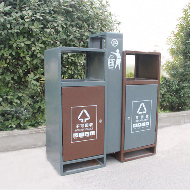 户外两分类镀锌垃圾桶环卫不锈钢果皮箱小区公园学校景区工厂直销