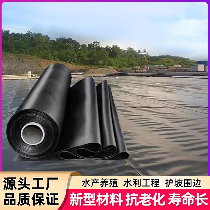 鱼塘防渗膜蓄水池土工膜黑色塑料薄膜护坡鱼池池塘防漏加厚批发